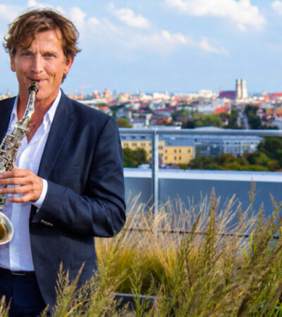 Saxophonist-Stadtpanorama